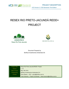 Resex Rio Preto-Jacundá Redd+ Project