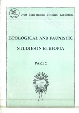 Ecological and Faunist1c Studies in Ethiopia