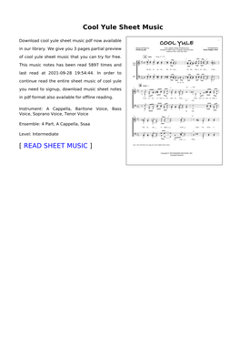 Cool Yule Sheet Music