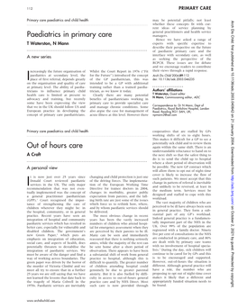Paediatrics in Primary Care out of Hours Care