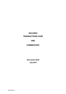 Draft Secured Transaction Code