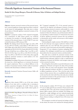 Clinically Significant Anatomical Variants of the Paranasal Sinuses