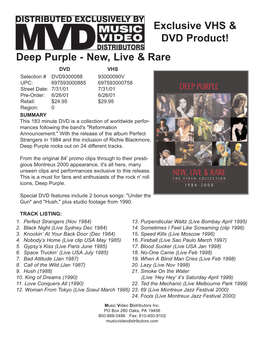 Exclusive VHS & DVD Product! Deep Purple