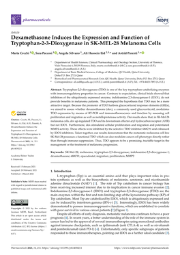 Dexamethasone Induces the Expression and Function of Tryptophan-2-3-Dioxygenase in SK-MEL-28 Melanoma Cells