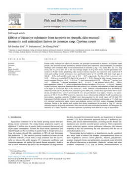 Effects of Bioactive Substance from Turmeric on Growth, Skin Mucosal