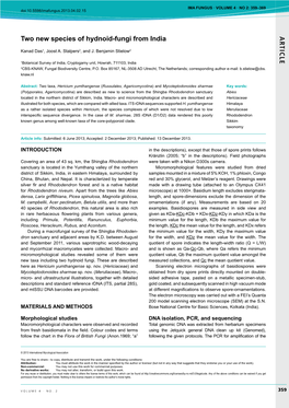 AR TICLE Two New Species of Hydnoid-Fungi from India