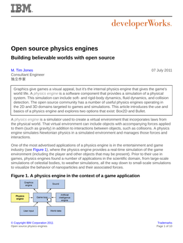 Open Source Physics Engines Building Believable Worlds with Open Source