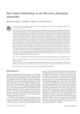 Size−Shape Relationships in the Mesozoic Planispiral Ammonites