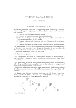 Combinatorial Game Theory