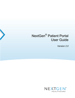 Nextgen Patient Portal User Guide, Version 2.0