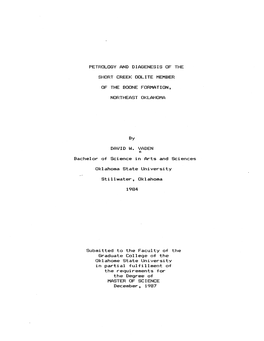 Petrology and Diagenesis of the of the Boone Formation