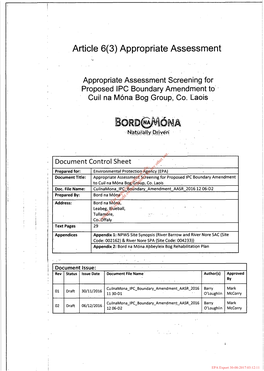 Appropriate Assessment