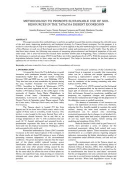 Methodology to Promote Sustainable Use of Soil Resources in the Tatacoa Desert Ecoregion