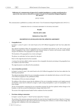 Publication of a Communication of Approval of a Standard Amendment