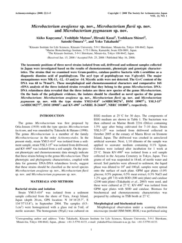 Microbacterium Awajiense Sp. Nov., Microbacterium Fluvii Sp. Nov. and Microbacterium Pygmaeum Sp. Nov