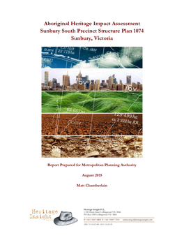 Aboriginal Heritage Impact Assessment Sunbury South Precinct Structure Plan 1074 Sunbury, Victoria