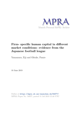 Specific Human Capital in Different Market Conditions: Evidence From