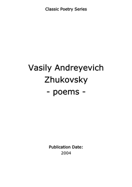 Vasily Andreyevich Zhukovsky - Poems