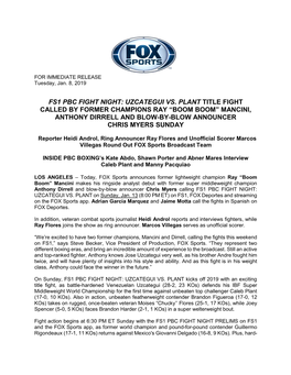 Fs1 Pbc Fight Night: Uzcategui Vs