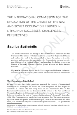 The International Commission for the Evaluation of the Crimes of the Nazi and Soviet Occupation Regimes in Lithuania: Successes, Challenges, Perspectives 5