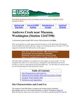 Andrews Creek Near Mazama, Washington (Station 12447390)