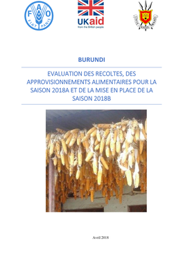 Burundi Evaluation Des Recoltes, Des Approvisionnements Alimentaires