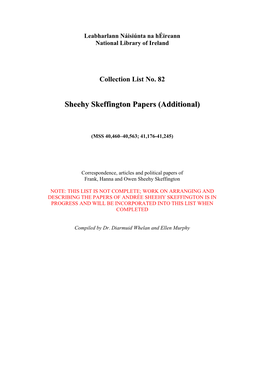 Sheehy Skeffington Papers (Additional)