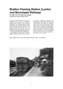 Bratton Fleming Station (Lynton and Barnstaple Railway) a Station for the Narrow Gauge Drawings and Notes by CHRIS LEIGH