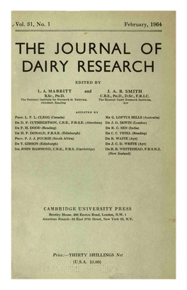 Dairy Science and Cognate Subjects