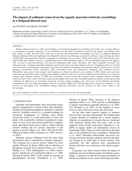 The Impact of Sediment Removal on the Aquatic Macroinvertebrate Assemblage in a Fishpond Littoral Zone