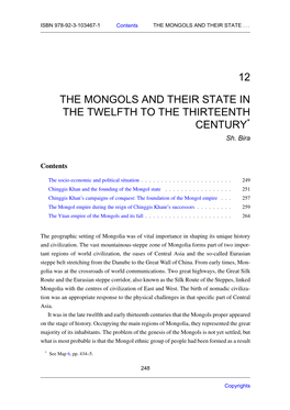 12 the Mongols and Their State in the Twelfth to The