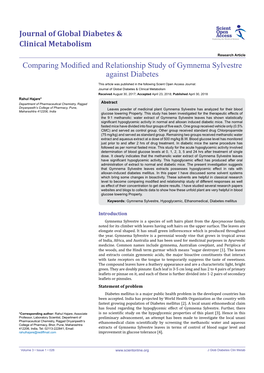 Comparing Modified and Relationship Study of Gymnema Sylvestre Against Diabetes