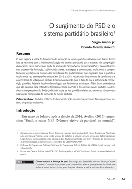 O Surgimento Do PSD E O Sistema Partidário Brasileiro1