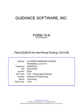 Guidance Software, Inc