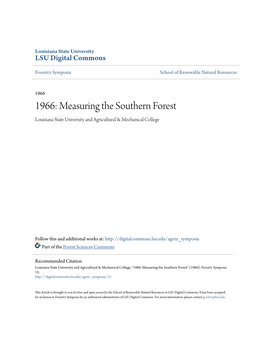 1966: Measuring the Southern Forest Louisiana State University and Agricultural & Mechanical College