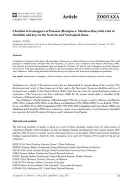 Hemiptera: Membracidae) with a List of Checklists and Keys to the Nearctic and Neotropical Fauna