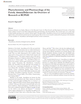 Phytochemistry and Pharmacology of the Family