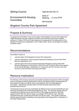 Mugdock Country Park Agreement