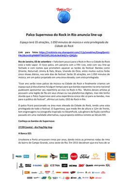 Palco Supernova Do Rock in Rio Anuncia Line-Up