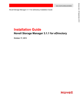 Novell Storage Manager 3.0.2 for Edirectory Installation Guide