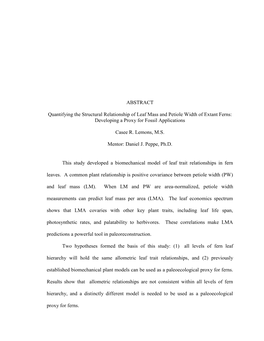 ABSTRACT Quantifying the Structural Relationship of Leaf Mass And