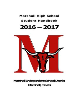 Marshall High School Student Handbook Marshall Independent