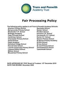 Fair Processing Policy