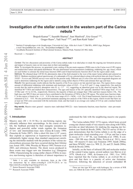 Investigation of the Stellar Content in the Western Part of the Carina Nebula