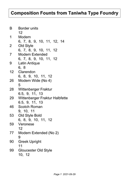 Composition Founts from Taniwha Type Foundry