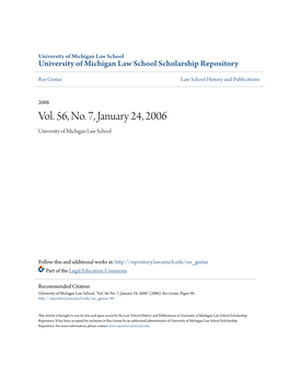 Vol. 56, No. 7, January 24, 2006 University of Michigan Law School