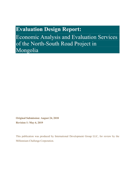 MCC Mongolia Roads Evaluation Design Report Revision 4 External