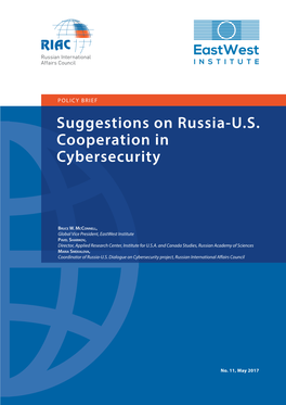 Suggestions on Russia-U.S. Cooperation in Cybersecurity