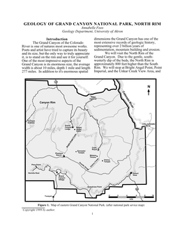 GEOLOGY of GRAND CANYON NATIONAL PARK, NORTH RIM Annabelle Foos Geology Department, University of Akron