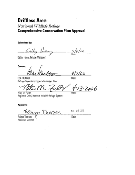 Driftless Area National Wildlife Refuge Comprehensive Conservation Plan Table of Contents